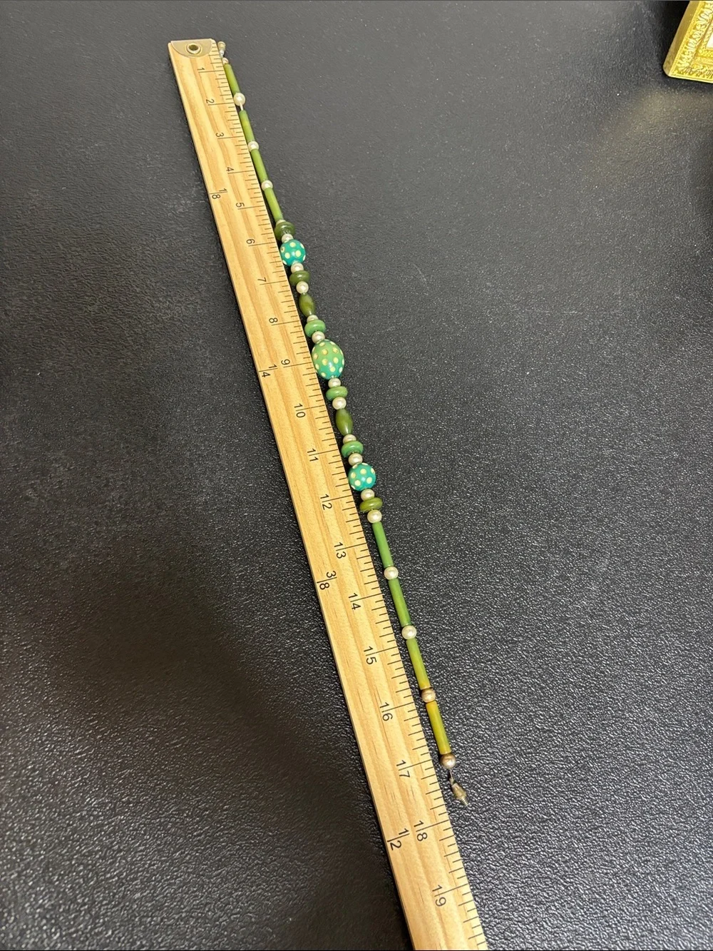 Vintage Unique Pinup Celluloid Green Beaded Pearl Necklace